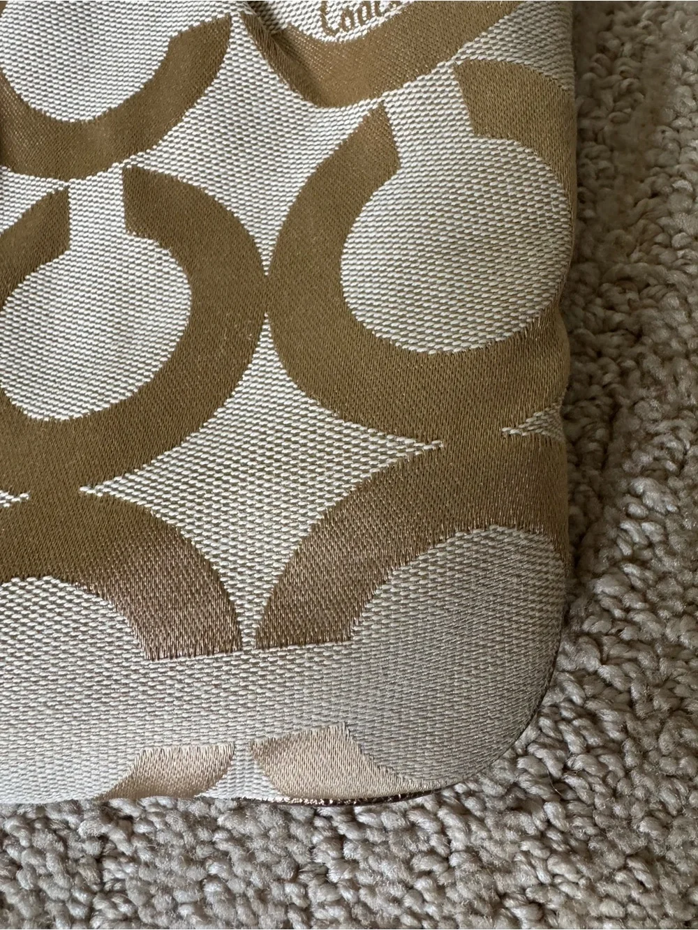 Coach Poppy Tan and Cream Signature Canvas Shoulder Bag Y2K era/style